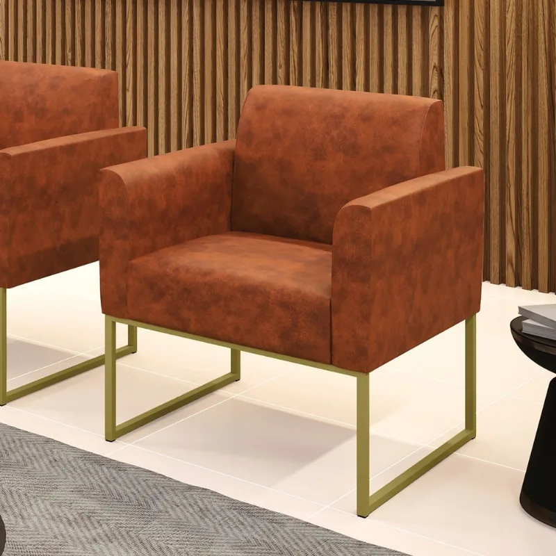 Poltrona Base Industrial Dourado Marisa Corano D03 - D'Rossi Bege