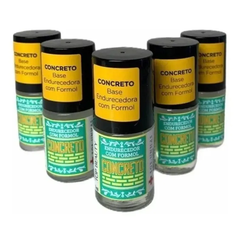 3x Kit 5 Esmaltes Tratamento De Unha Base Concreto Com Formo