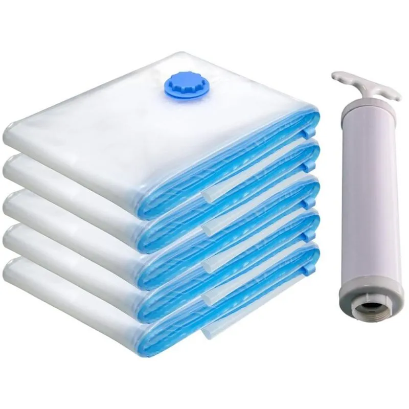 Kit 5 Sacos A Vácuo Pequenos 50x60cm + Bomba De Ar Yikasa