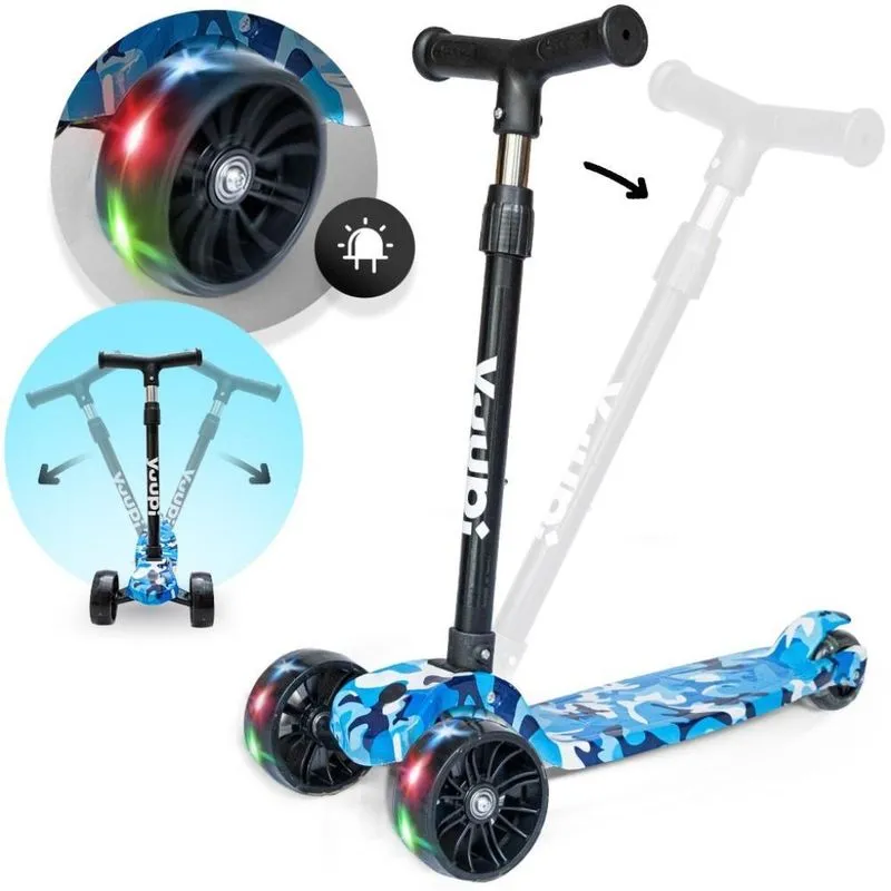 Patinete Infantil Dobrável Com Rodas Flash Azul Yuupi