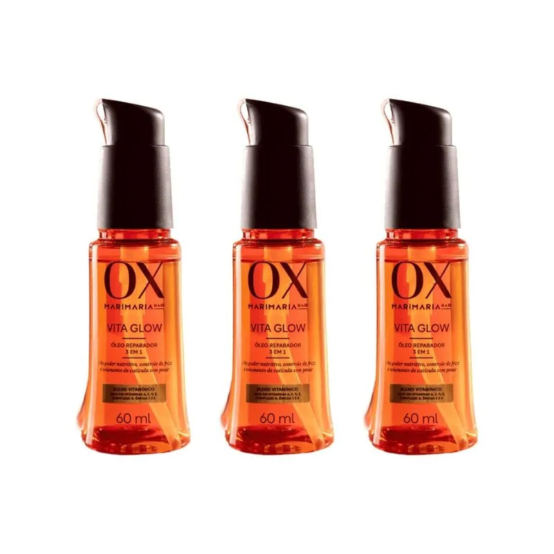 Oleo Ox Mari Maria Vita Glow Reparador 60ml - Kit c/ 3un
