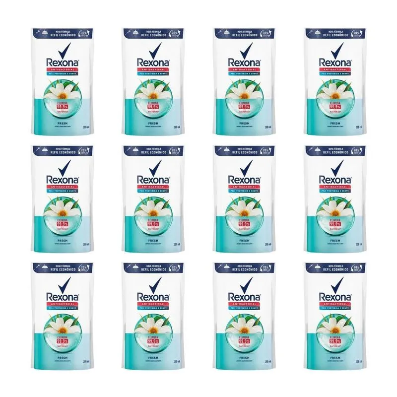 Sabonete Liquido Rexona Refil 200ml Fresh - Kit Com 12un