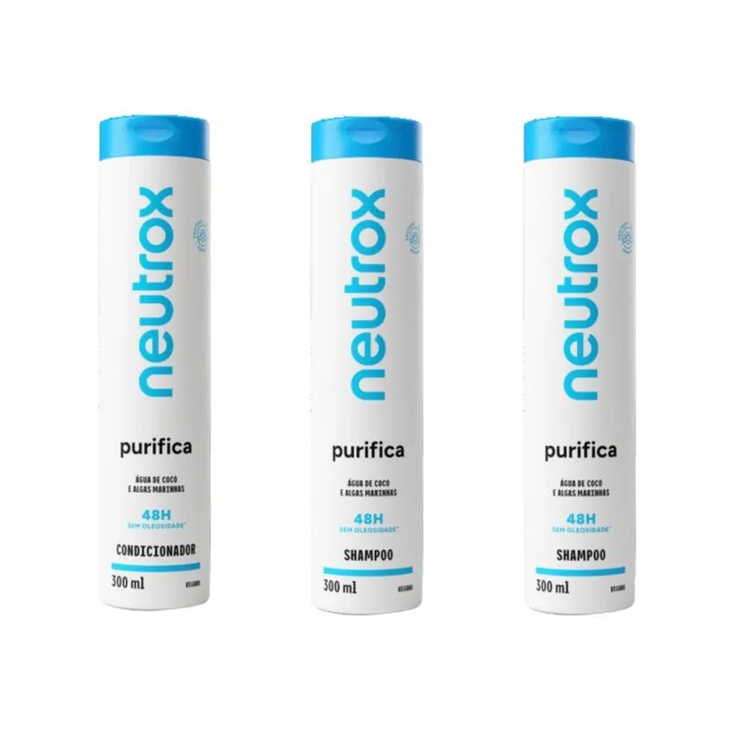 Kit Neutrox Purifica 1 Cond 300Ml + 2 Shampoo 300Ml