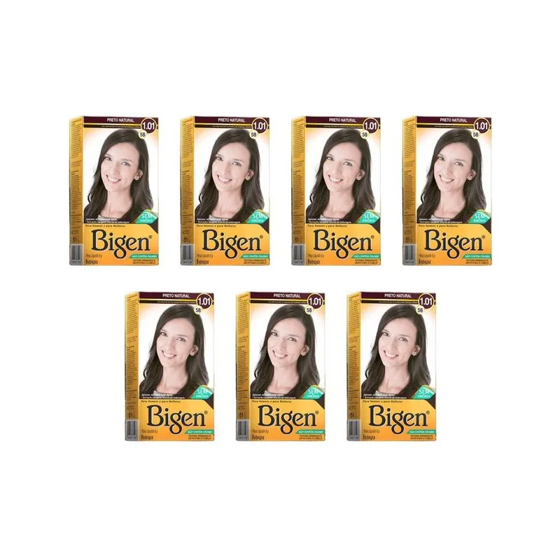 Coloraçao Bigen 58 Preto Natural - Kit Com 7Un