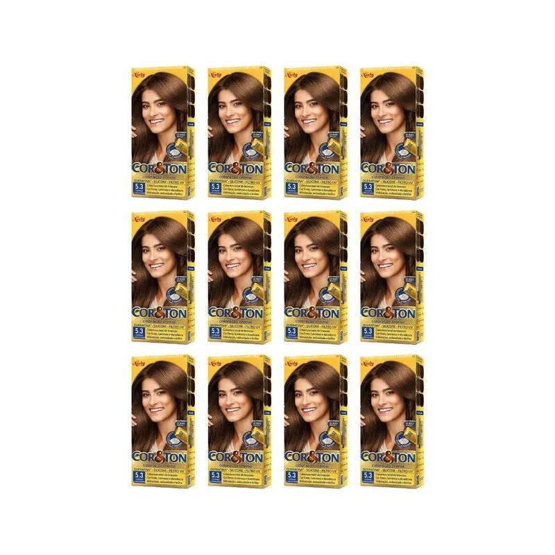 Coloraçao Cor&Ton 5.3 Castanho Claro Dourado 50G - Kit 12Un