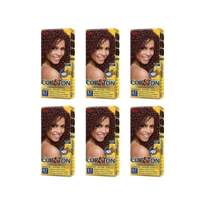 Coloraçao Cor&Ton 6.7 Chocolate 50G - Kit C/6Un