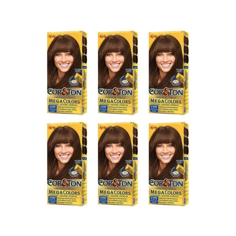Coloraçao Cor&Ton 7.777 Louro Marrom Intenso 50G - 6Un