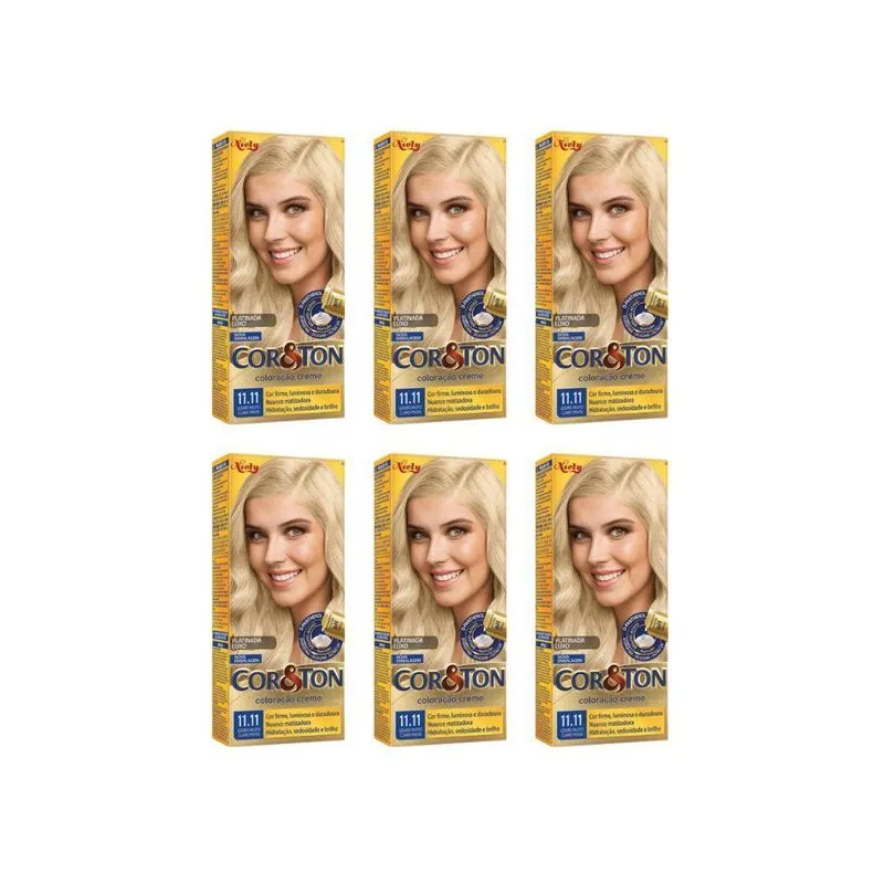 Coloraçao Cor&Ton 11.11 Louro Mto Prata 50G - Kit C/6Un