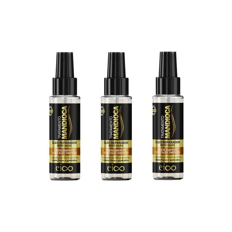 Oleo Eico Capilar 60Ml Mandioca - Kit Com 3Un