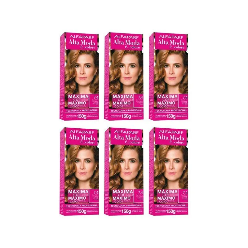 Coloraçao Alta Moda 7.4 Louro Medio Acobreado 150G - 6Un