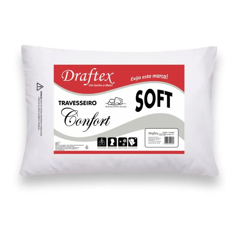 Travesseiro 45cm Fibra e Poliéster Confort Soft 15EC Drafmil