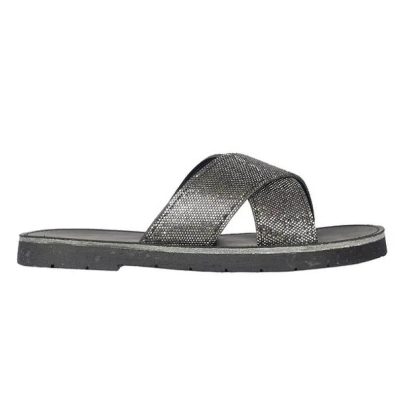 Sandália Santa Lolla Rasteira Cristal Tiras 38 / Preto