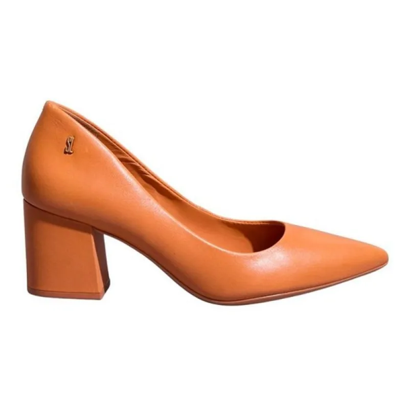 Sapato Scarpin Santa Lolla Pelica Soft Bico Grosso 39 / Caramelo