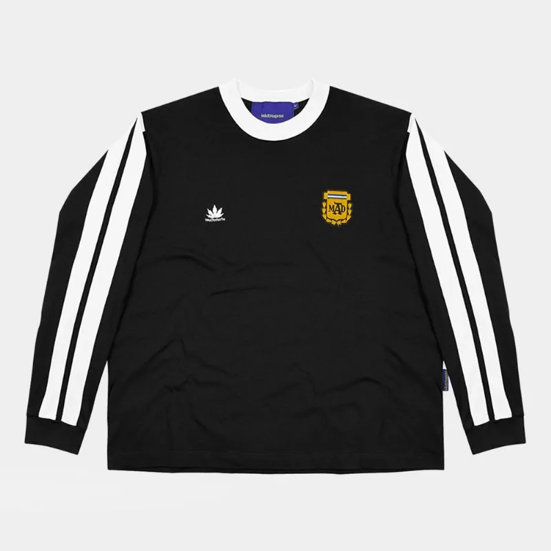 Camiseta Manga Longa Mad 4 Listras Masculina - Masculino - Preto