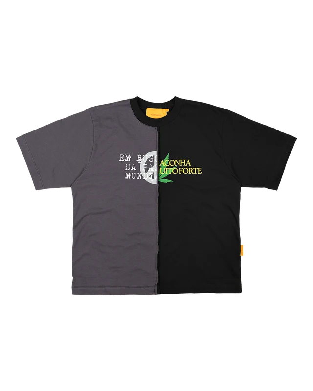 CAMISETA MEIO A MEIO (PRETO/CINZA) M