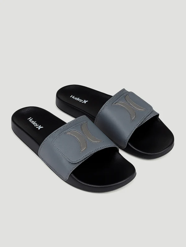 Chinelo Slide Velcro Preto Hurley Iconic 41_42 / Cinza