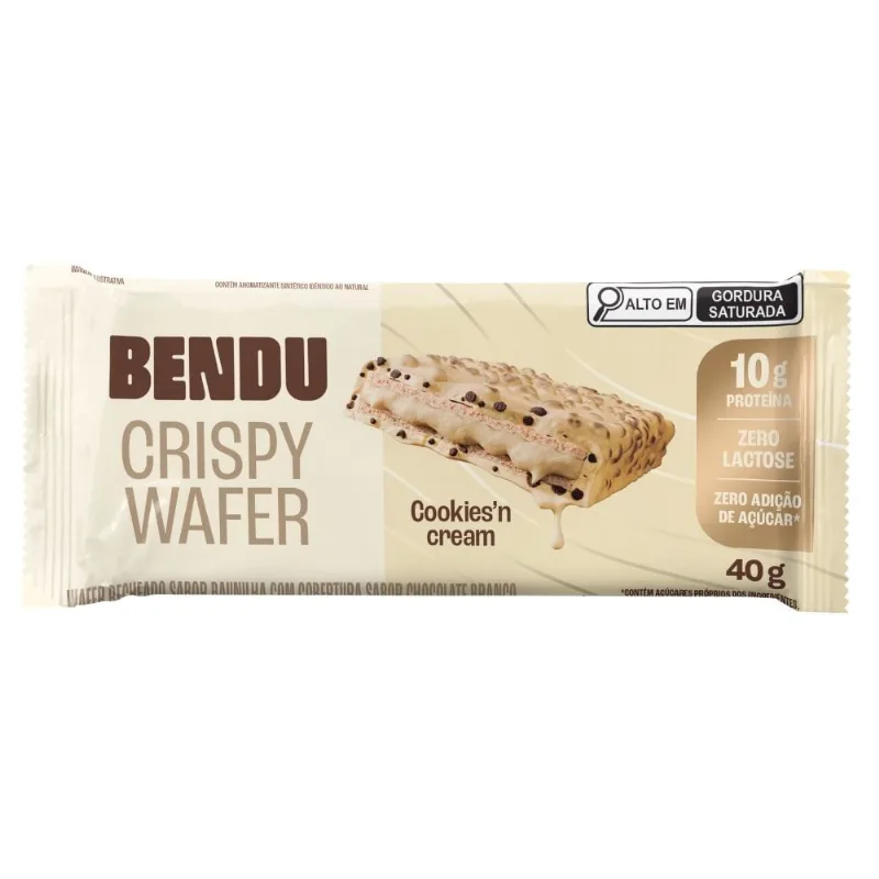 Barra Protein Bendu Crispy Wafer 10g de Proteína Cookies'n Cream Zero 40g