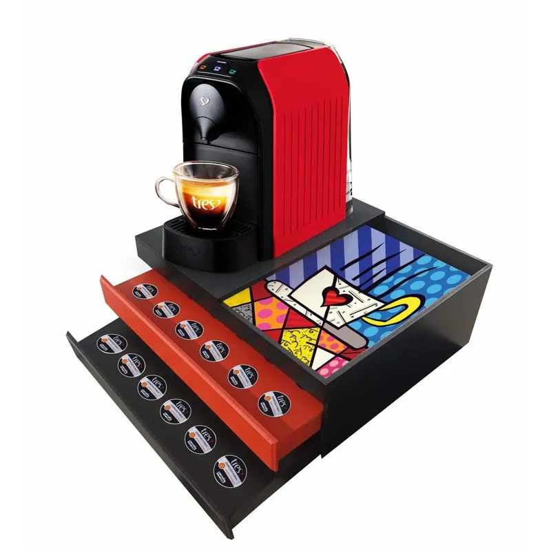 Organizador Café Portátil Mdf 2 Gavetas 60 Cápsulas