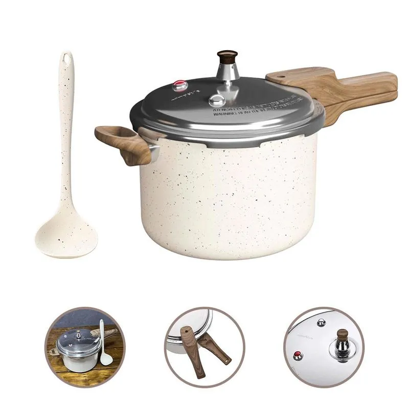 Panela Pressão 6,8l Cerâmico Indução Com Concha - Vanilla