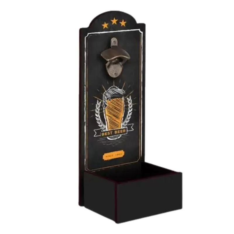 Abridor De Garrafa Decorativo Parede Com Porta Tampinhas
