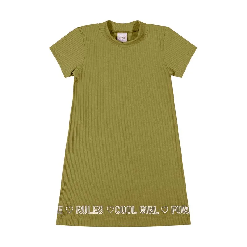 Vestido Infantil Menina Malha Canelada Elian Verde 10