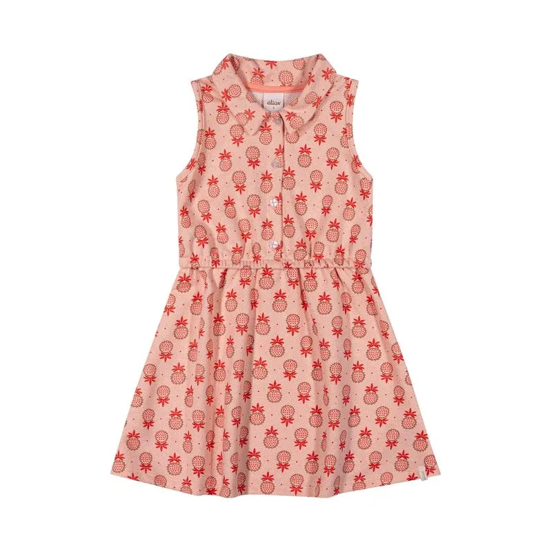 Vestido Infantil Menina Abacaxi Gola Polo Elian Laranja 4