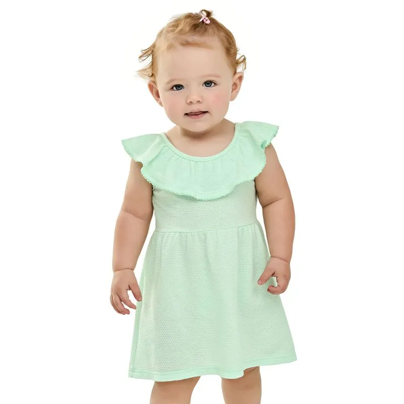 Vestido Bebê Menina Texturizado Com Babado Elian Verde GB