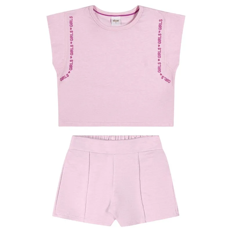 Conjunto Curto Infantil Menina Lettering Elian Rosa 14