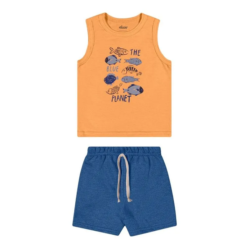 Conjunto Com Regata Elian Menino Infantil Verão 1/3-201304-LARANJA TIGER-1