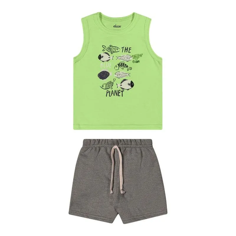 Conjunto Com Regata Elian Menino Infantil Verão 1/3-201304-VERDE SICILIANO-1