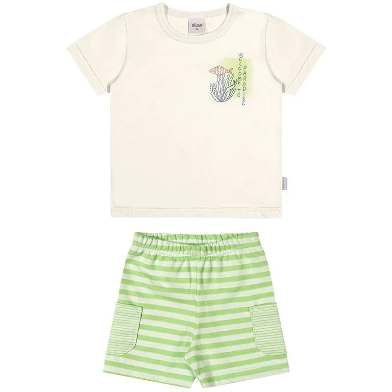 Conjunto Elian Infantil Menino Verão com Detalhe Bordado Peixe 4/8 - 221601-NATURAL-6