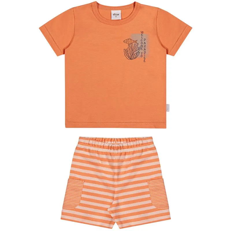 Conjunto Elian Infantil Menino Verão com Detalhe Bordado Peixe 4/8 - 221601-LARANJA.CARROT-8