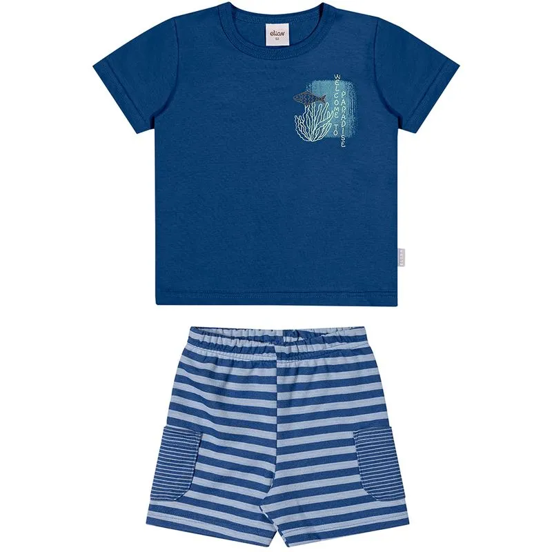 Conjunto Elian Infantil Menino Verão com Detalhe Bordado Peixe 4/8 - 221601-AZUL QUARTZO-8