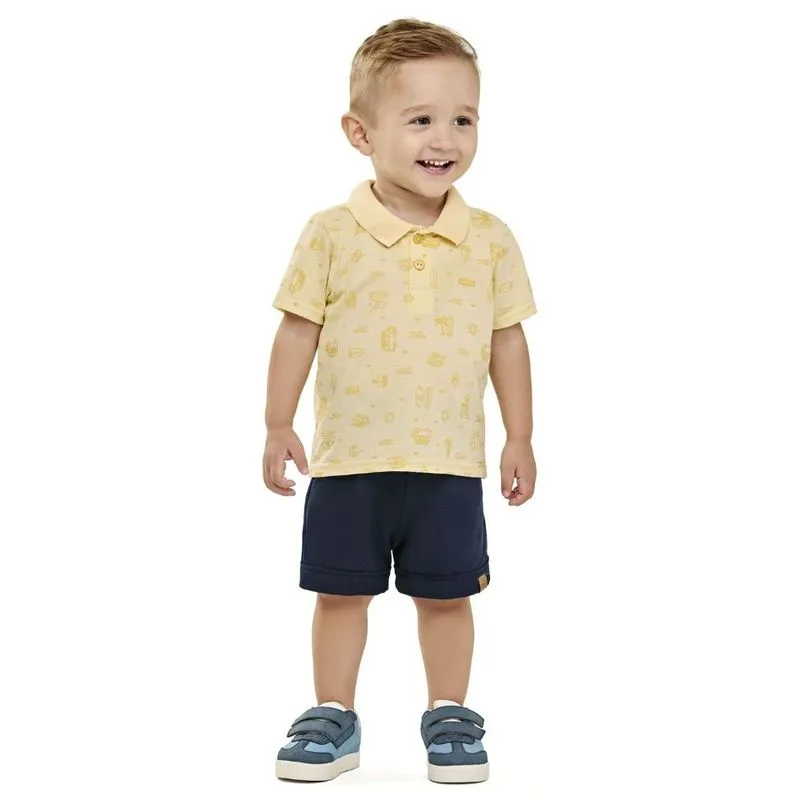 Conjunto Estampado Elian Menino Infantil Verão 1/3 - 201317-AMARELO.MANGA-1