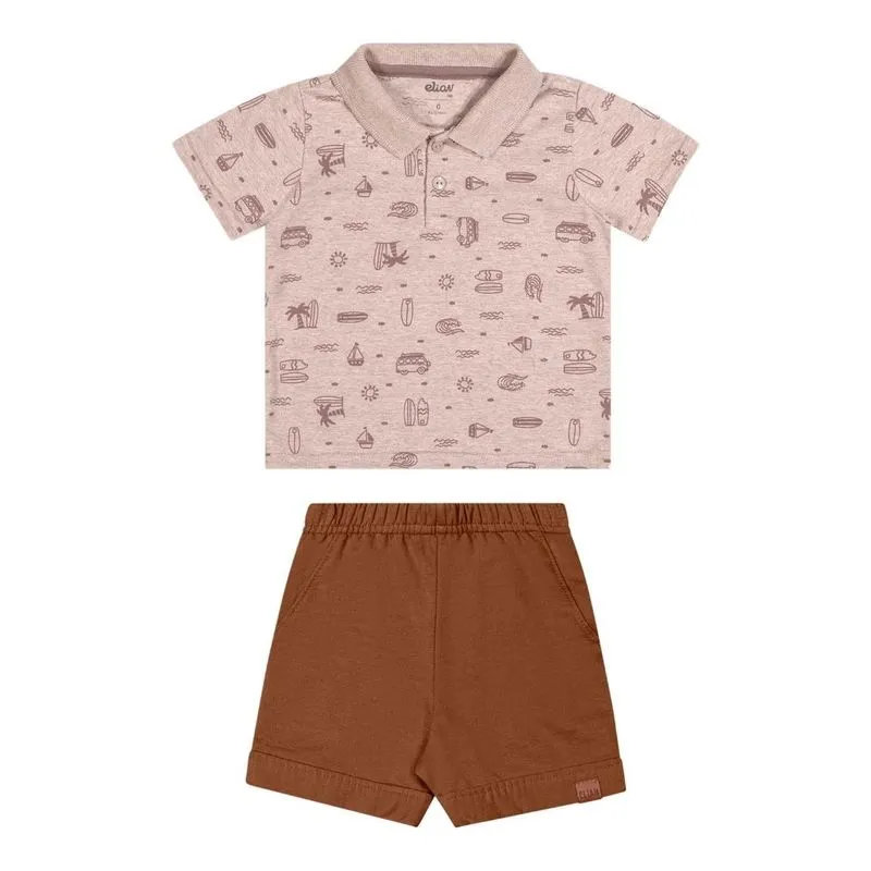 Conjunto Estampado Elian Menino Infantil Verão 1/3 - 201317-MARROM.MARTINI-2