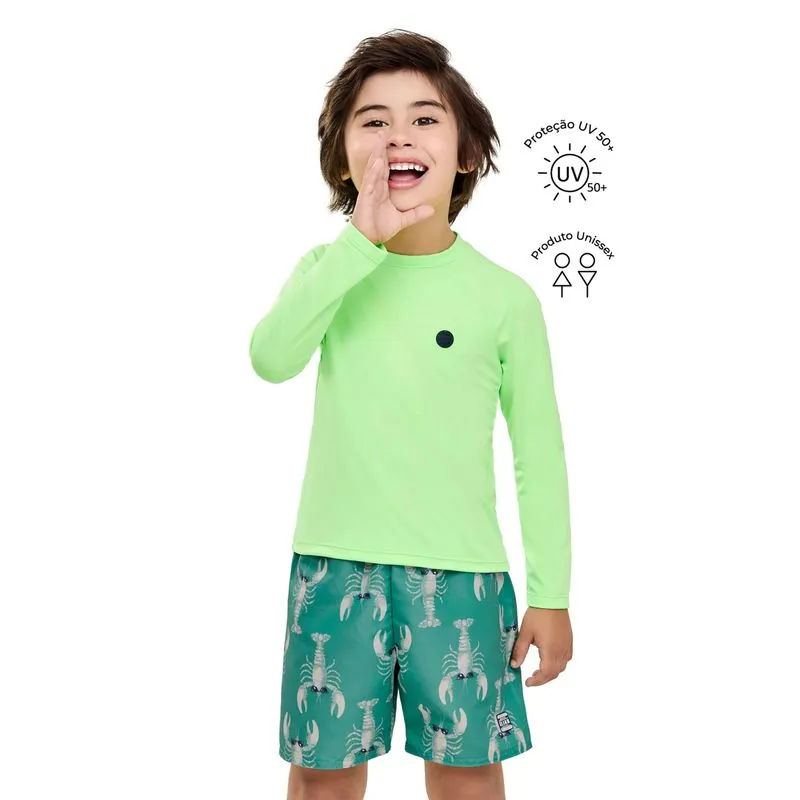 Bermuda Infantil Menino Tactel Com Proteção Solar Elian Verde 8