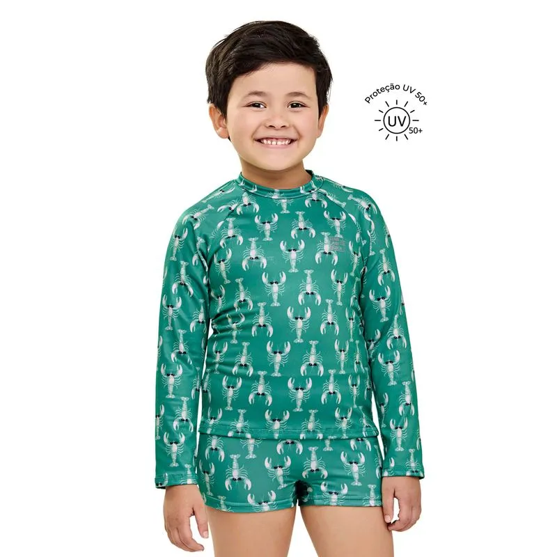 Sunga Infantil Menino Lagosta Com Proteção Solar Elian Verde 14