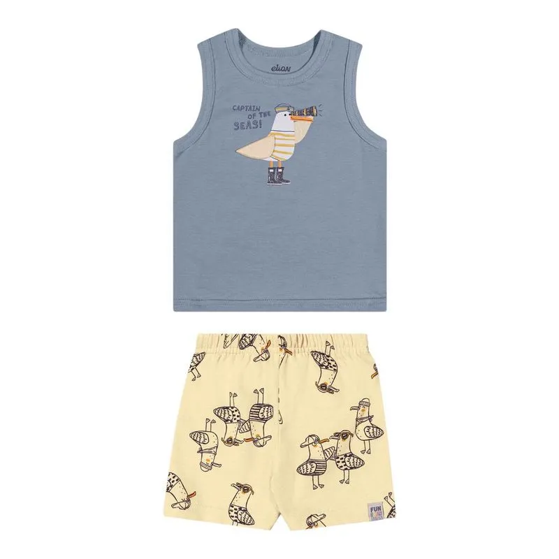 Conjunto com Regata Elian Menino Infantil Verão - 1/3 201325-AZUL CINZENTO-1