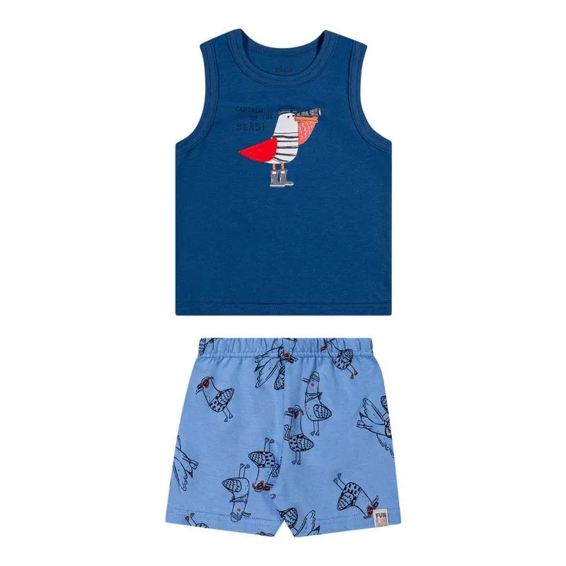 Conjunto com Regata Elian Menino Infantil Verão - 1/3 201325-AZUL QUARTZO-2