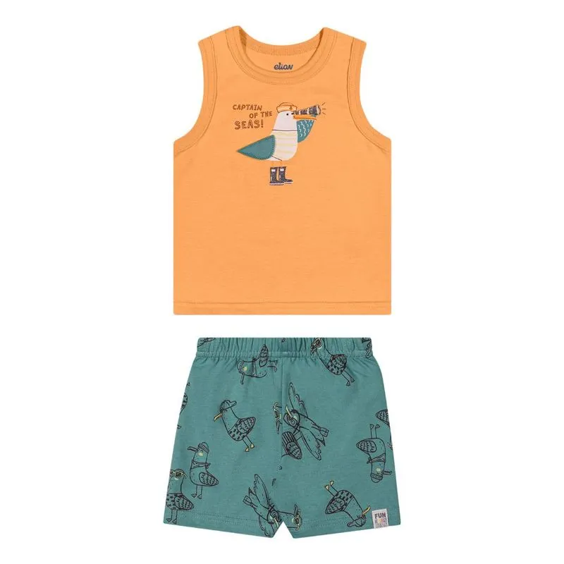 Conjunto com Regata Elian Menino Infantil Verão - 1/3 201325-LARANJA TIGER-3