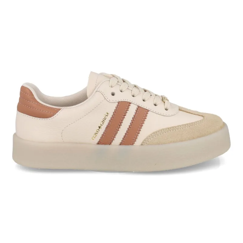 Tênis Casual Cravo & Canela Flatform Couro Feminino Bege 37