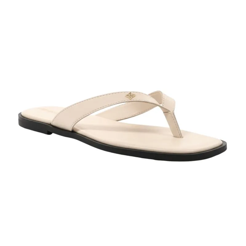 Chinelo Feminino Cravo E Canela Couro 36 / BRANCO OFF/PRETO