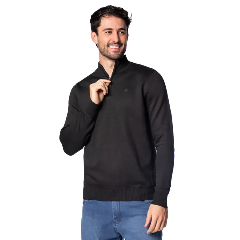 Suéter Masculino Open Shock Gola Alta Elegante Preto - M