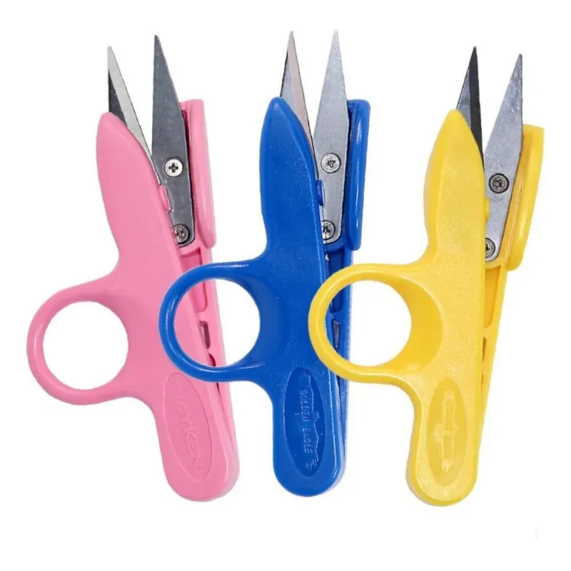 3x Tesoura Arremate - 3 Unid - Rosa Azul Amarelo Tecelão Cos