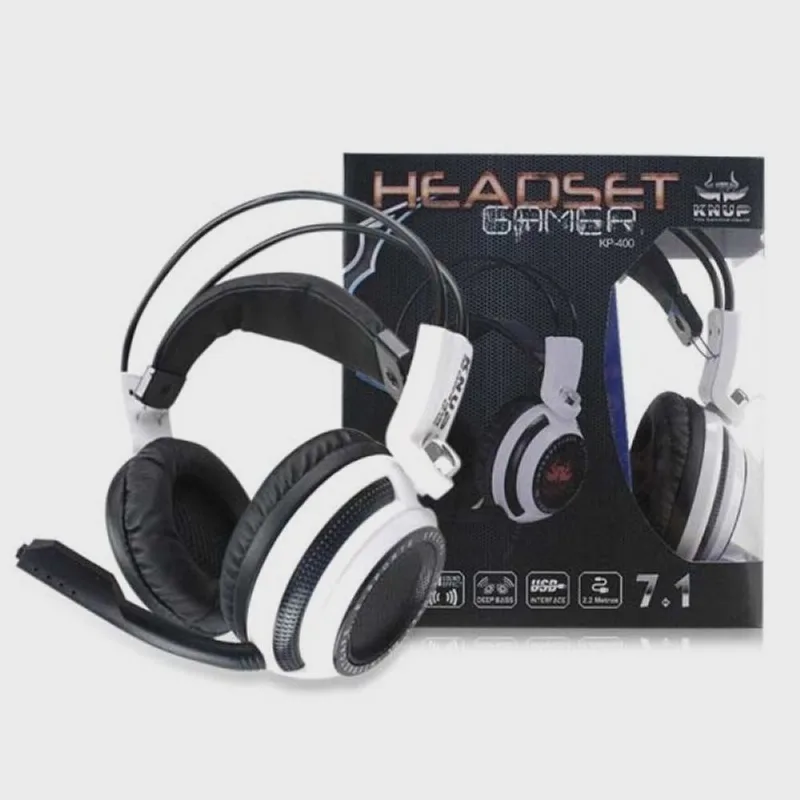 Fone de Ouvido Headset Gamer Knup KP-400 Cor Branco