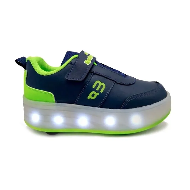 Tênis Mini Pé Infantil Led Marinho com Rodinhas 32