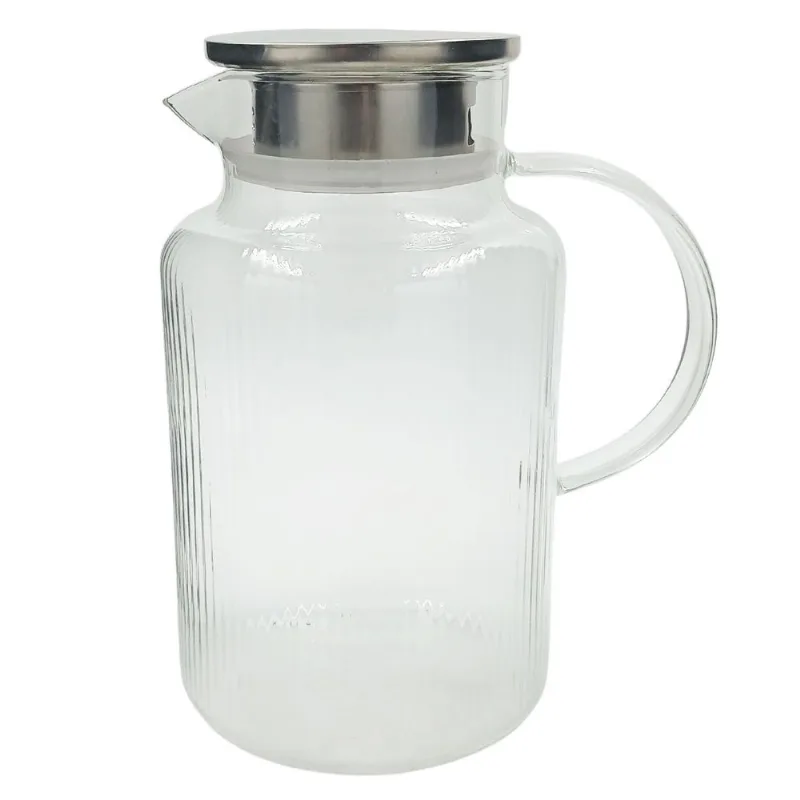 Jarra Canelada C/ Tampa 1,5L em Vidro Borosilicato Vista Home