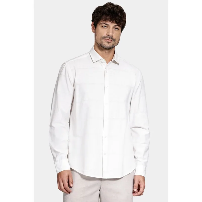 Camisa Manga Longa Regular Algodão Capri Maquinetado Natural - G