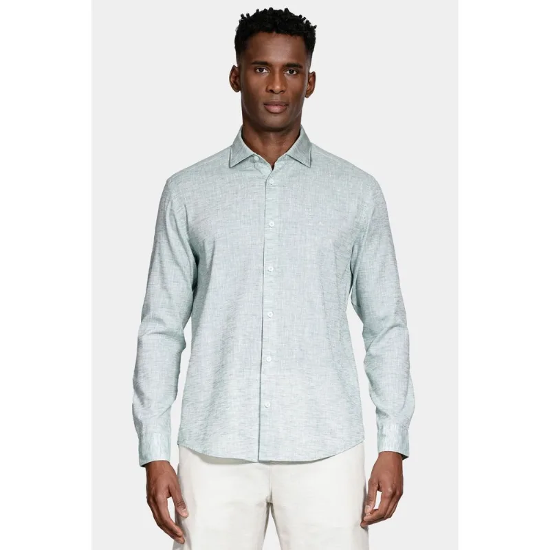 Camisa Slim Manga Longa Linen Verde - G