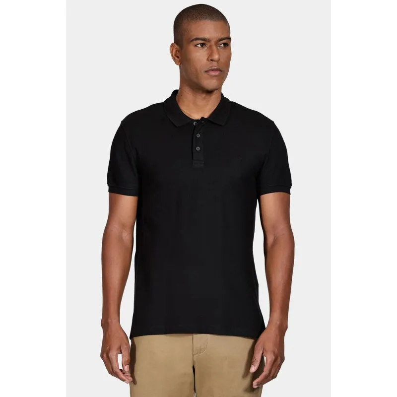 Polo Manga Curta Algodão Piquet Mescla Básica Preto - GG